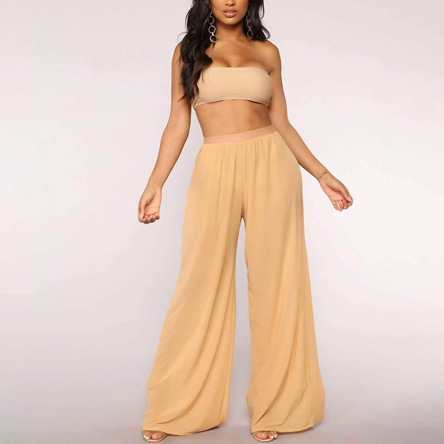 Awoscut Women See Through Sheer Mesh Pants