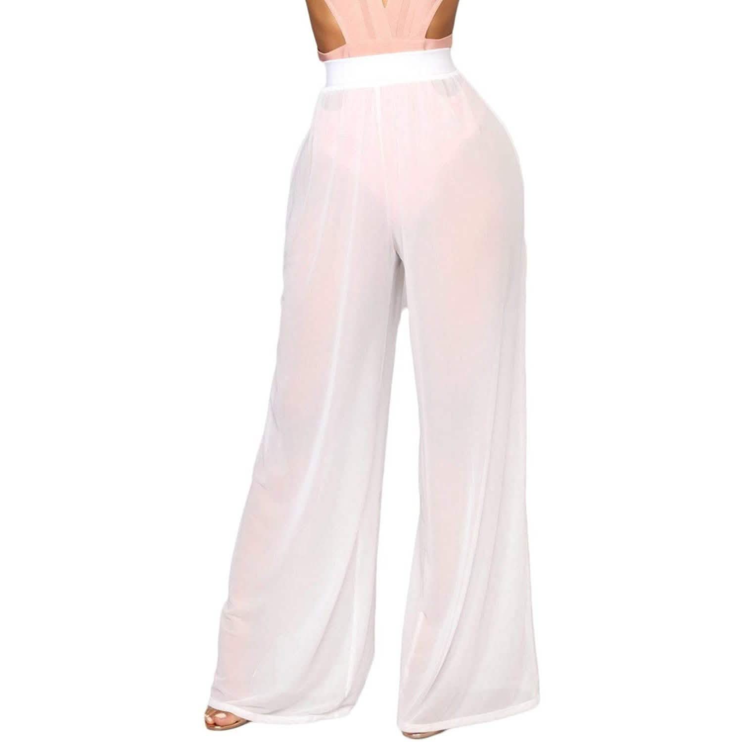 Awoscut Women See Through Sheer Mesh Pants