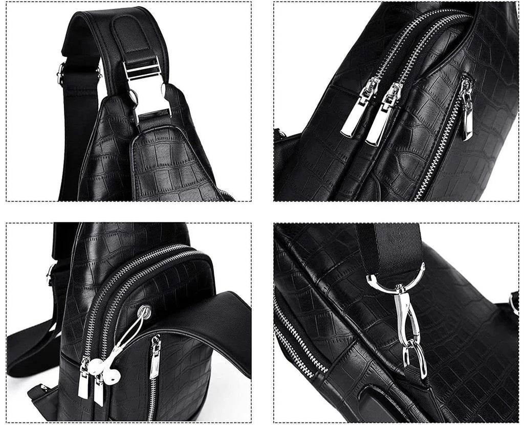 Men’s Croc-Embossed Leather Sling Bag – Modern Everyday Carry