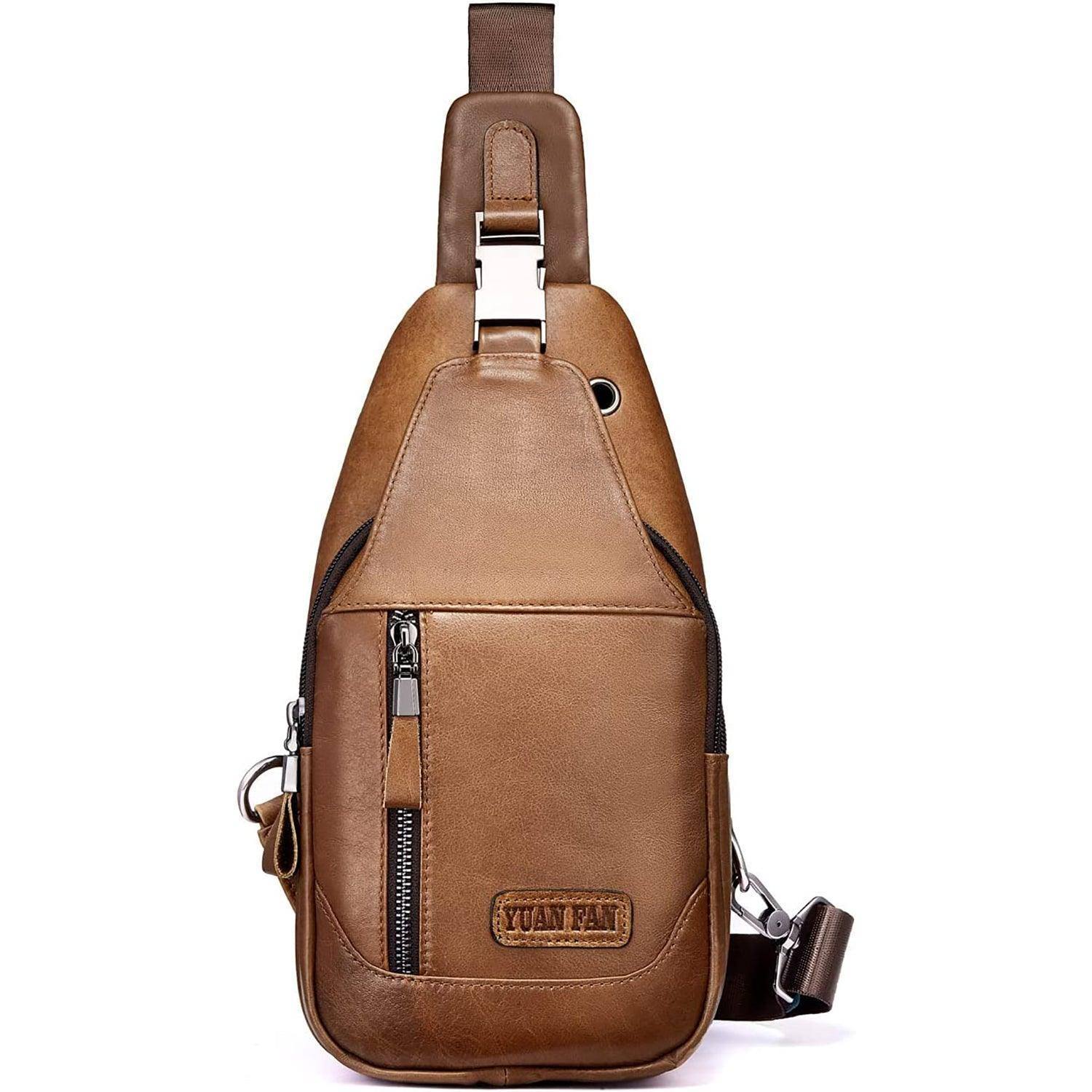 Men’s Leather Sling Bag – Secure Anti-Theft