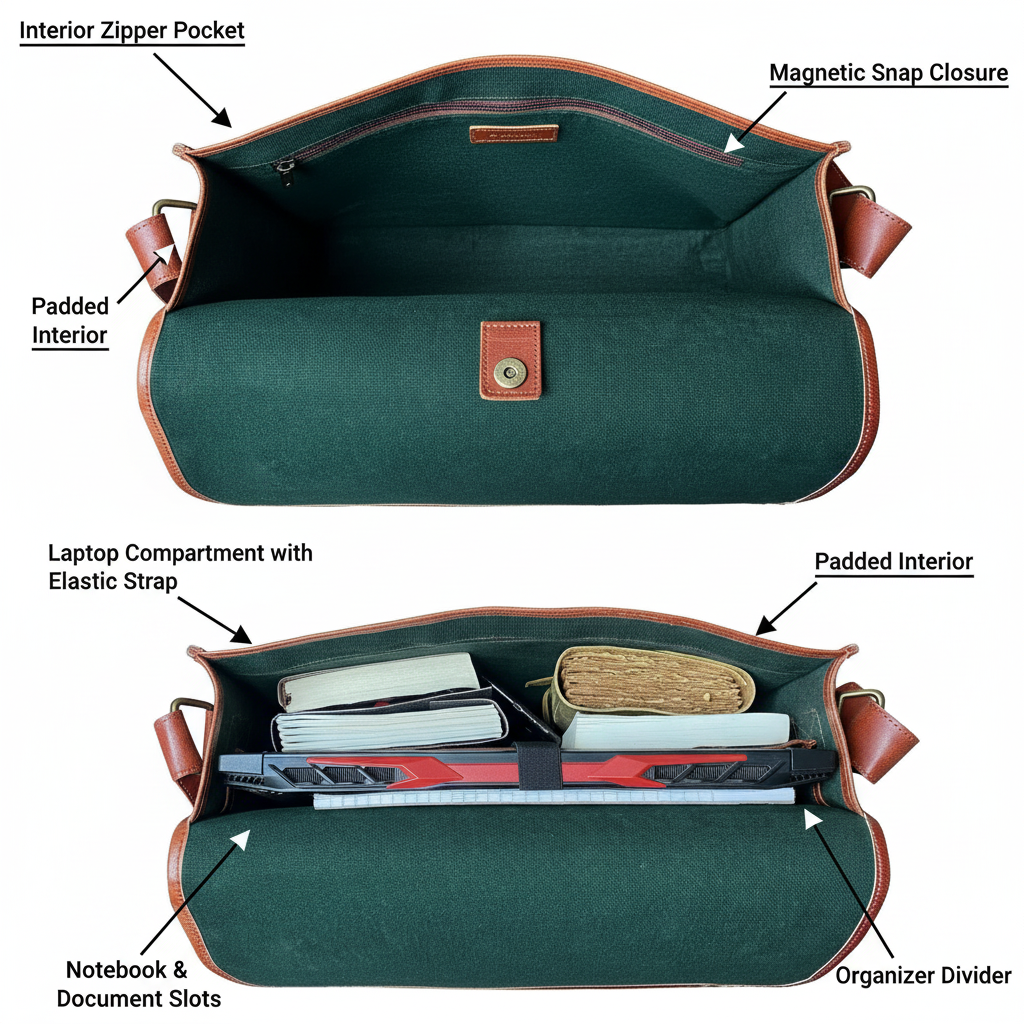 Men’s Leather Messenger Bag – 15.6 Laptop Ready