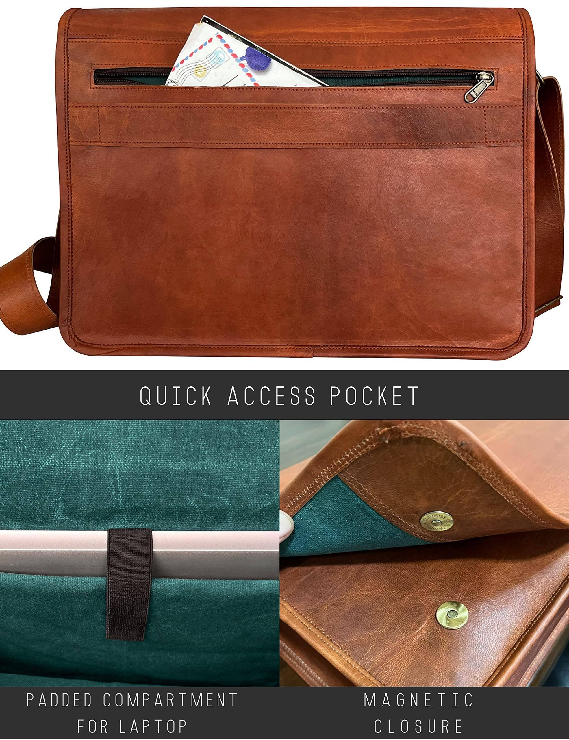 Men’s Leather Messenger Bag – 15.6 Laptop Ready