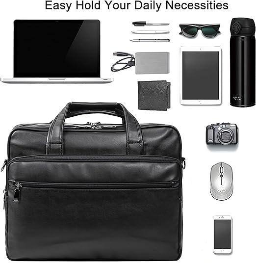 Men’s Leather Messenger Bag – Water-Resistant 15.6 Laptop Ready