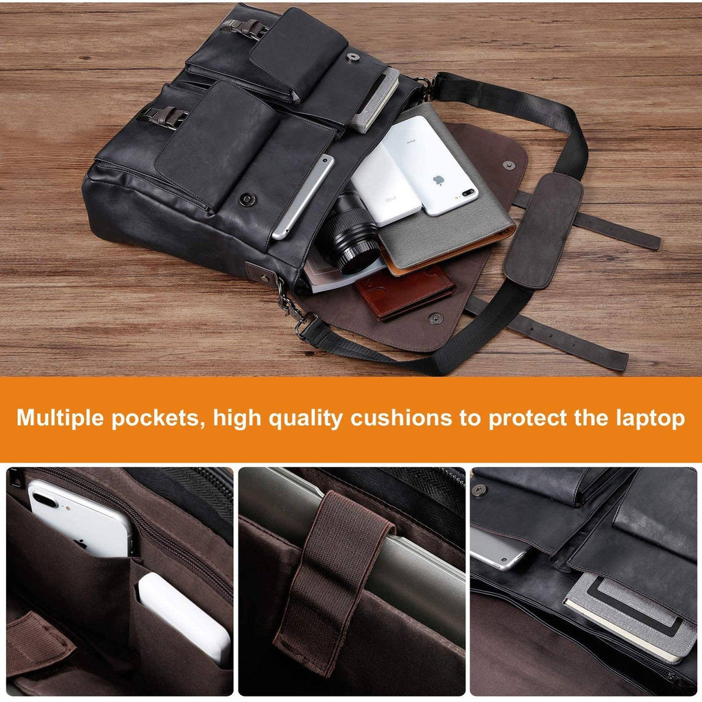 Men’s Leather Messenger Bag – Water-Resistant Professional Commute