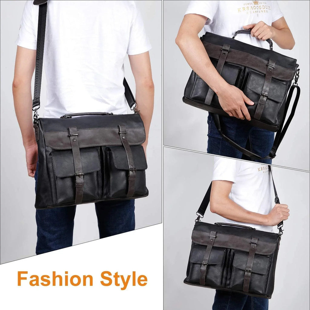 Men’s Leather Messenger Bag – Water-Resistant Professional Commute