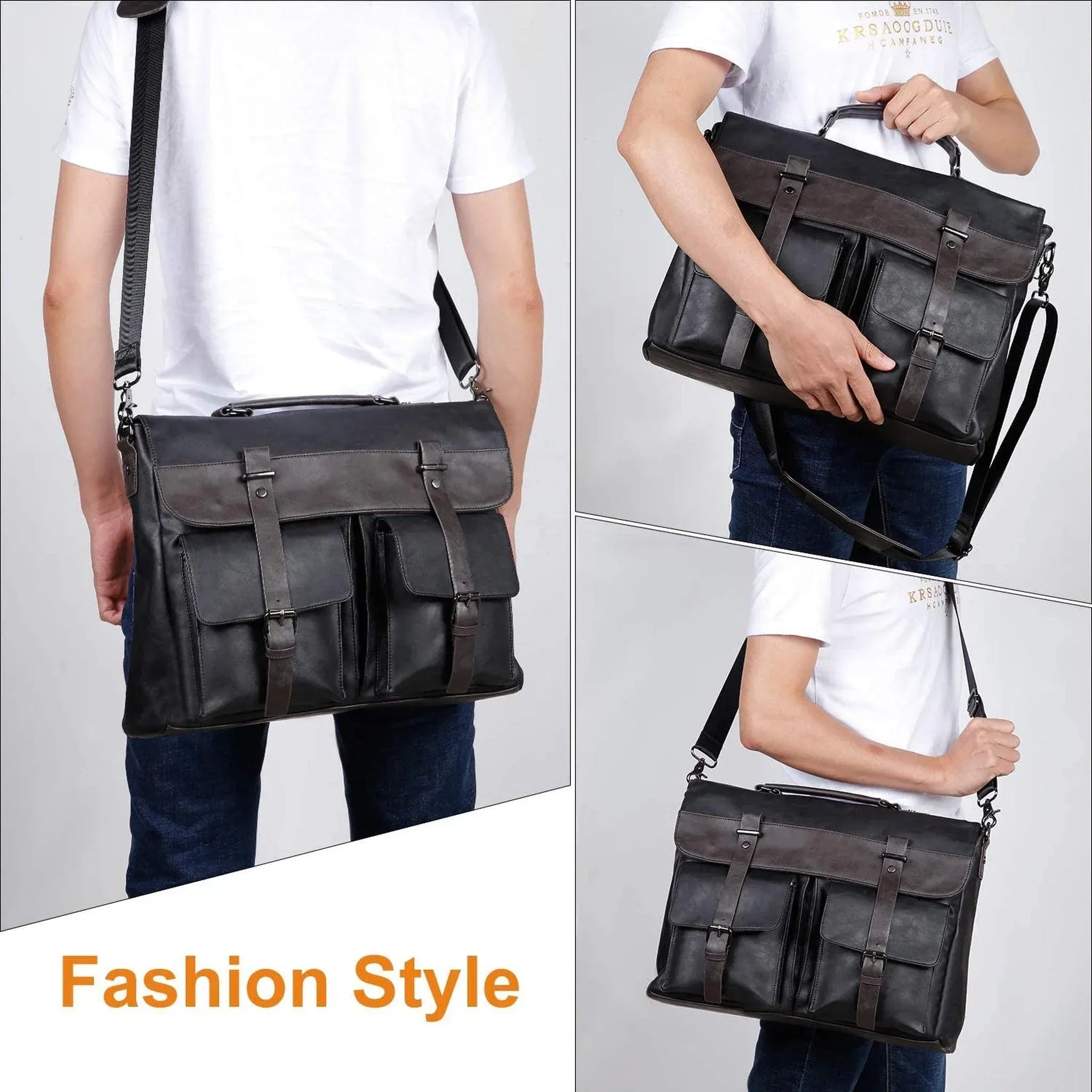 Men’s Leather Messenger Bag – Water-Resistant Professional Commute