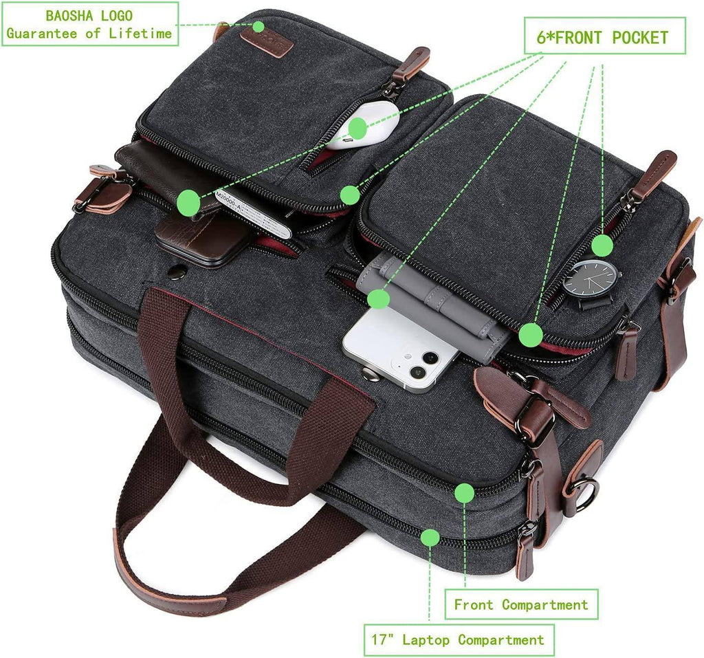 Men’s Messenger Bag – Convertible Work 17 Laptop Ready