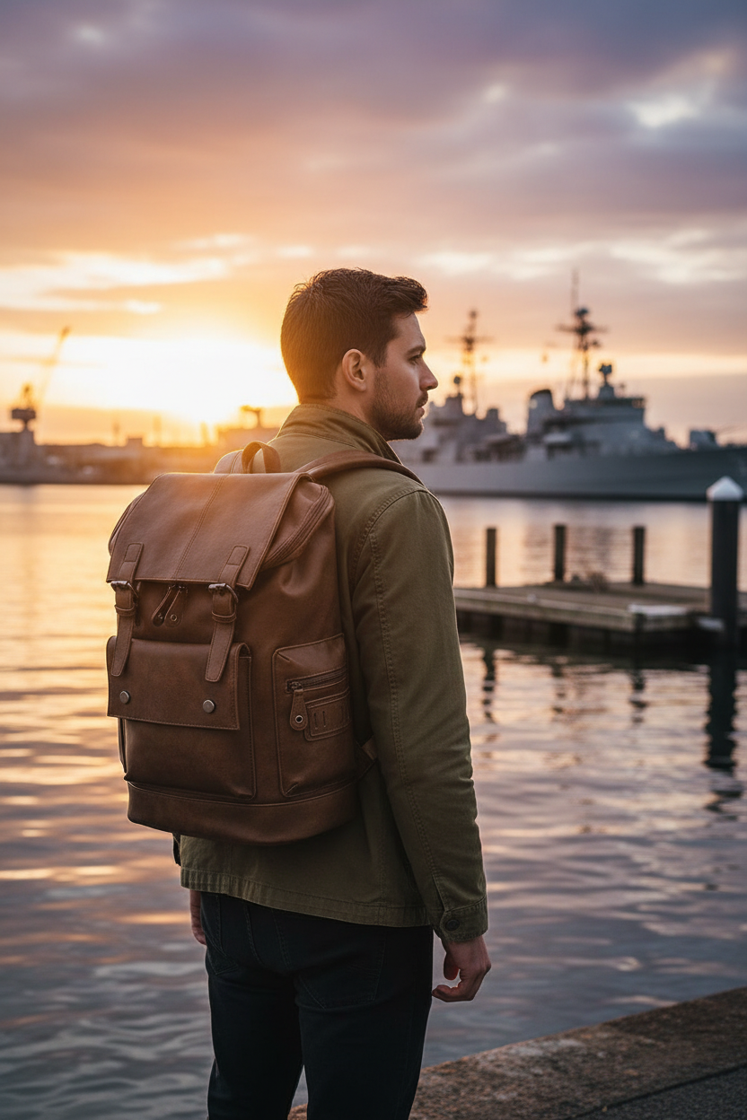 Men’s Leather Backpack – Water-Resistant Secure Anti-Theft