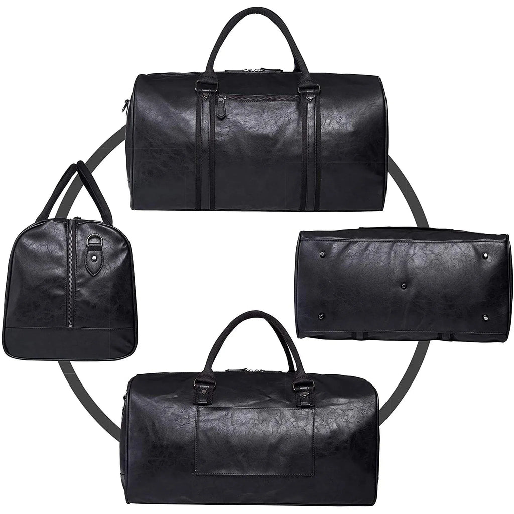 Men’s Leather Duffel Bag – 52L Travel Weekend Ready