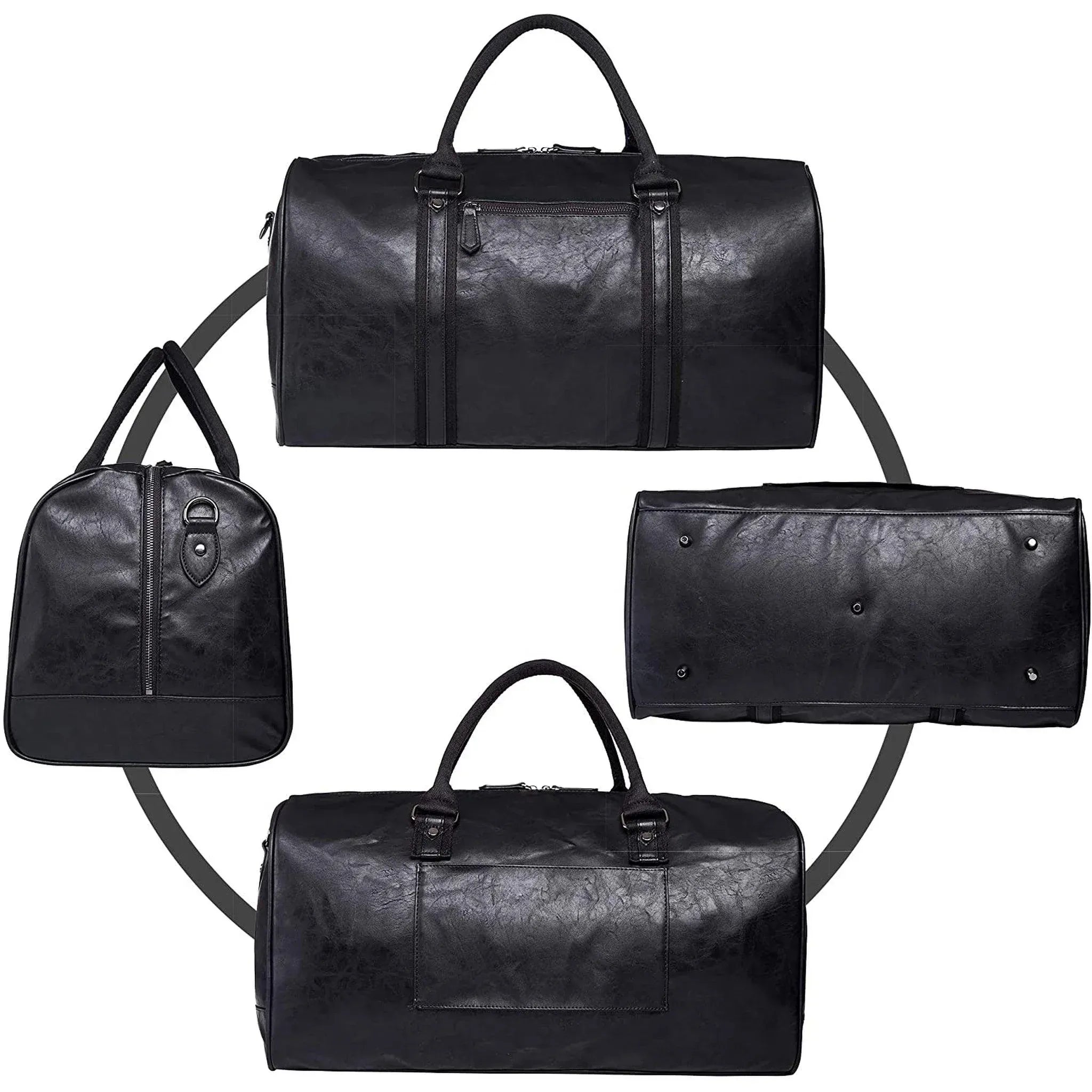 Men’s Leather Duffel Bag – 52L Travel Weekend Ready